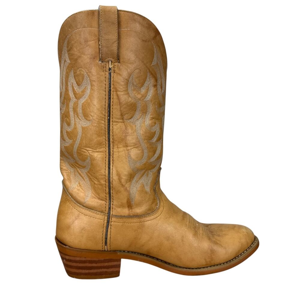 Durango Vintage Cowboy Boots Mens 9.5 D Tan Leather Western Coastal Cowboy Boho